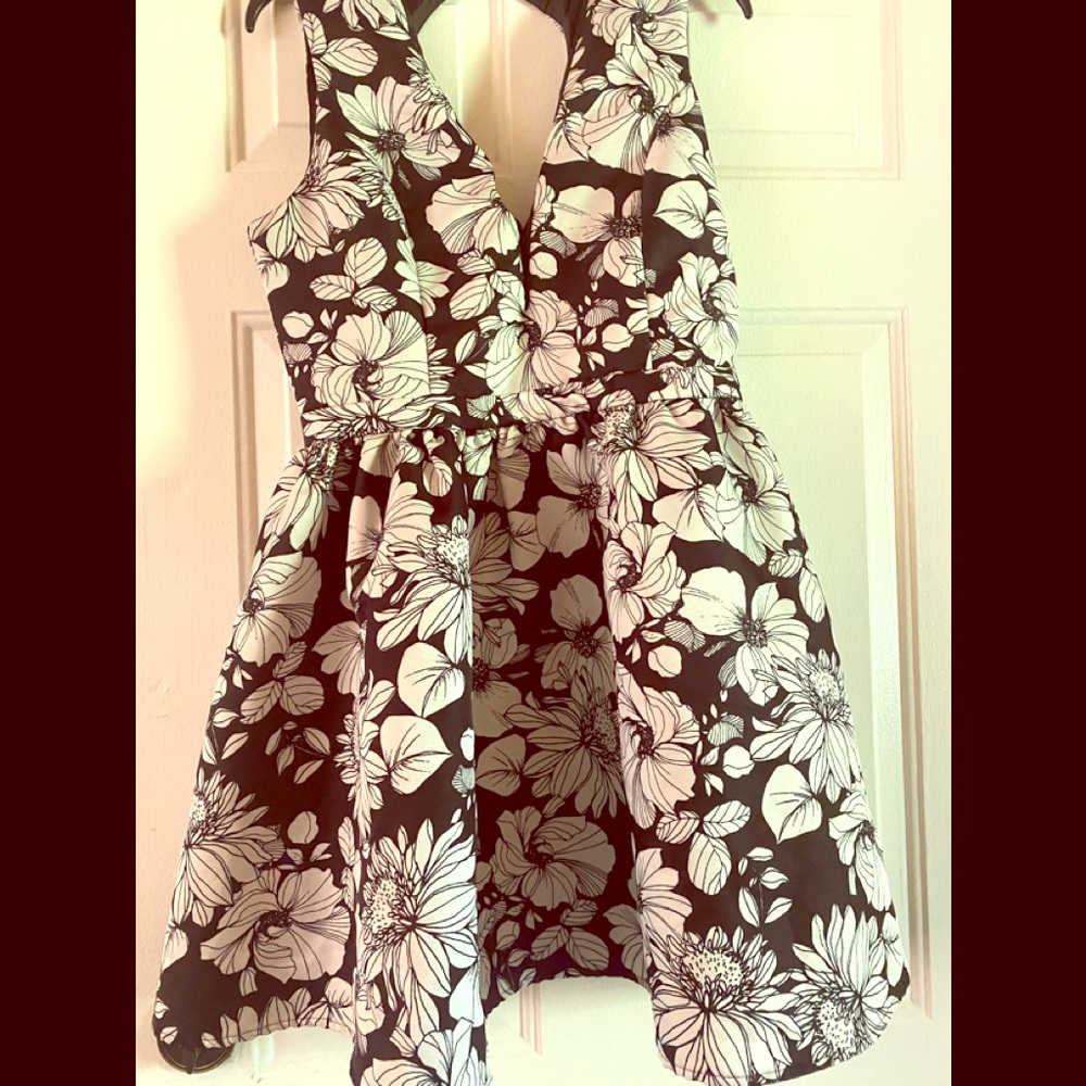 Black and white floral dress